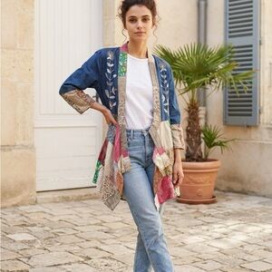 NWT- Young Threads Patchwork Kimono Jacket - Multicolor